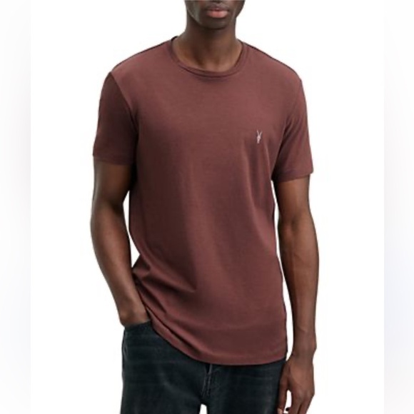 All Saints Brace Short Sleeve Logo T Shirt Size large Rust Clay Brown - Picture 1 of 7